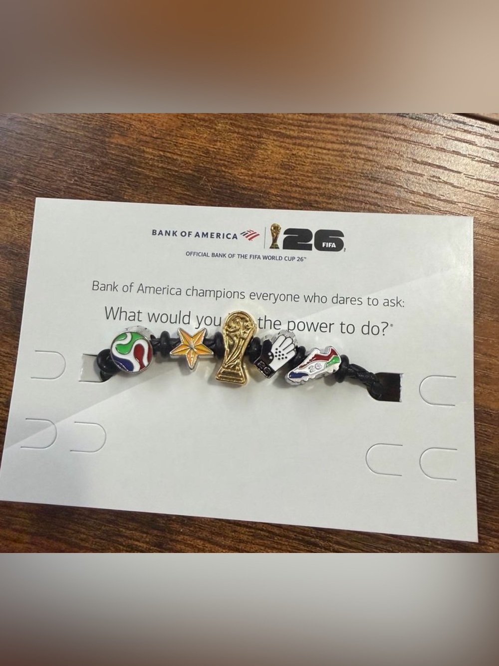 FIFA World Cup 26 Leather Charm Bracelet - Black with Multicolor Charms